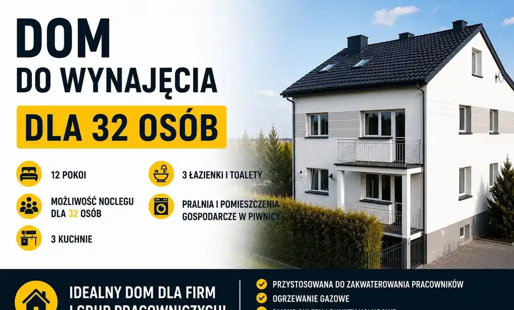 Komfortowy dom dla pracowników | 12 pokoi | Mława