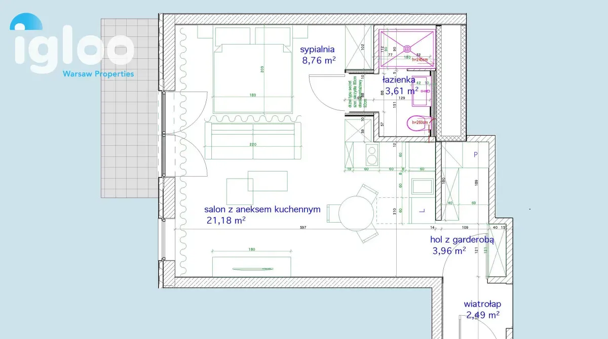 Wynajem mieszkania typu studio w Warszawie (Mokotów) - zdjęcie 7