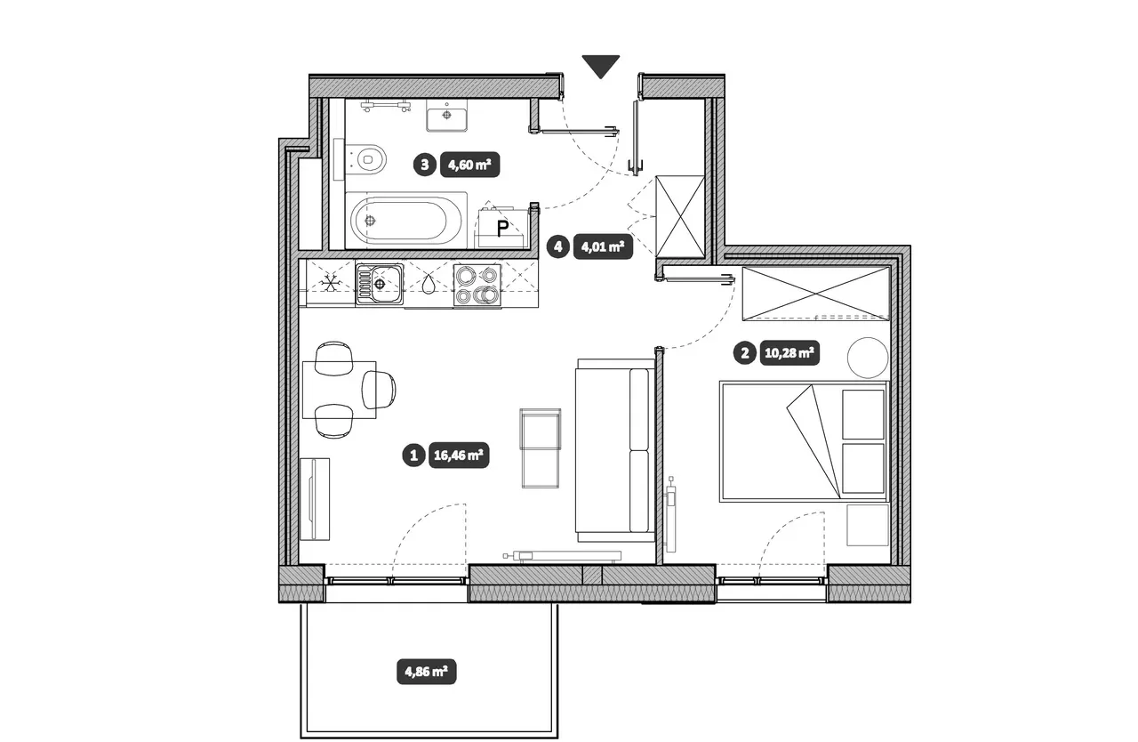 Mieszkanie 2 pokoje 35.35 m² Wrocław ul. Małopanewska, z balkonem, bez prowizji - zdjęcie 6