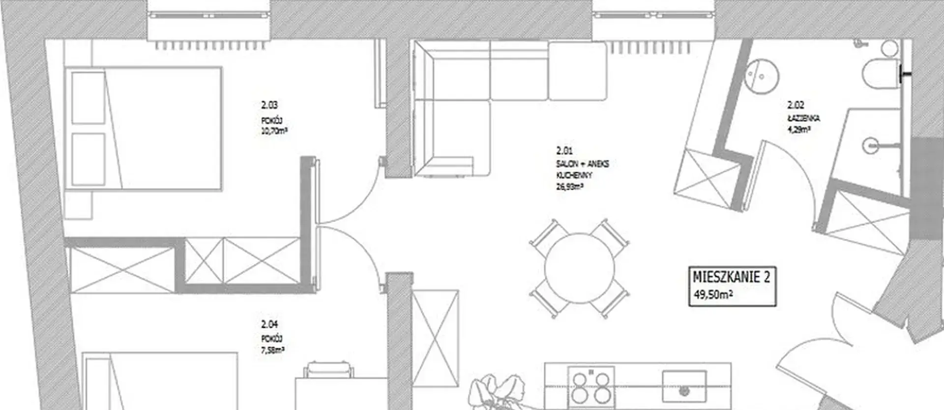 Mieszkanie na wynajem w Jeżycach - 49,5 m² - zdjęcie 10