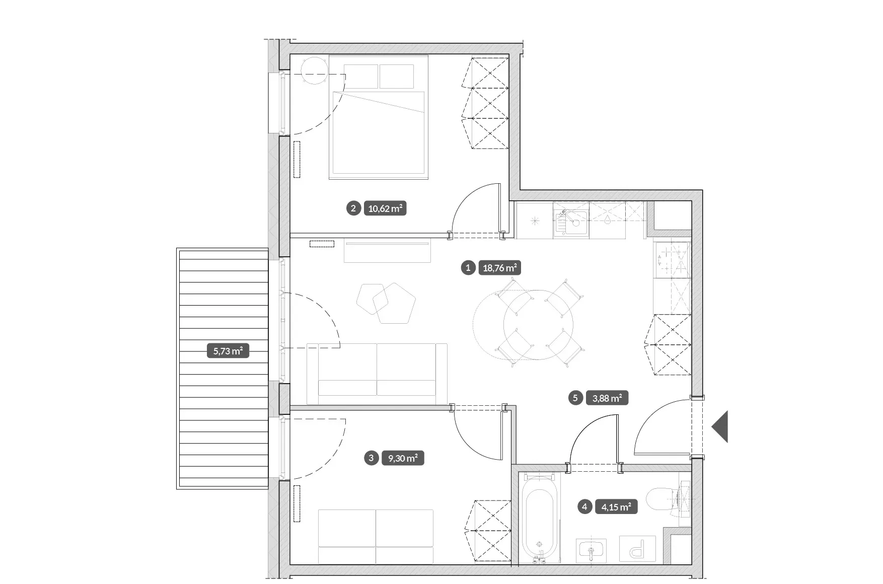 Nowoczesne mieszkanie 46,71m² 3-pokojowe z balkonem we Wrocławiu - zdjęcie 7