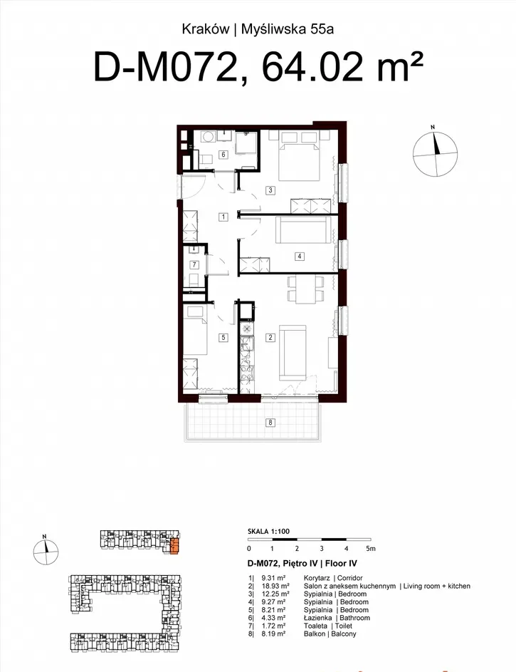 4-pok | 64 m2 | Balkon | 4 piętro | Bez prowizji | Parking | Od zaraz! - zdjęcie 10