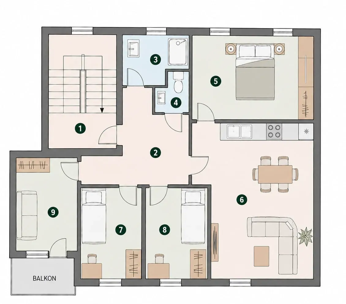 Mieszkanie na wynajem | 5 pokoi | Balkon | Pierwszy najem - zdjęcie 10