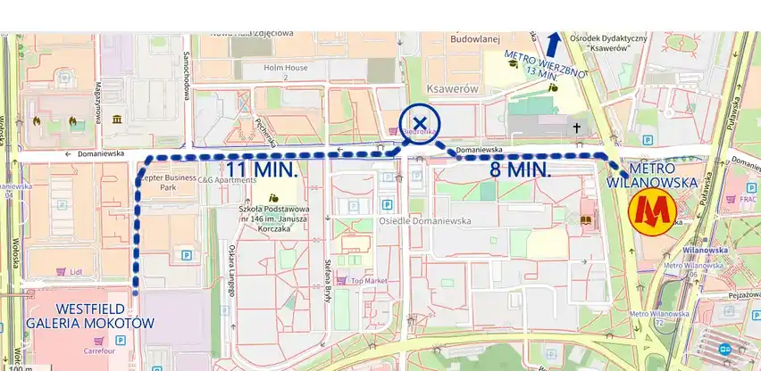 Pokój w nowoczesnym budynku - metro M1 i Westfield Galeria Mokotów - zdjęcie 3