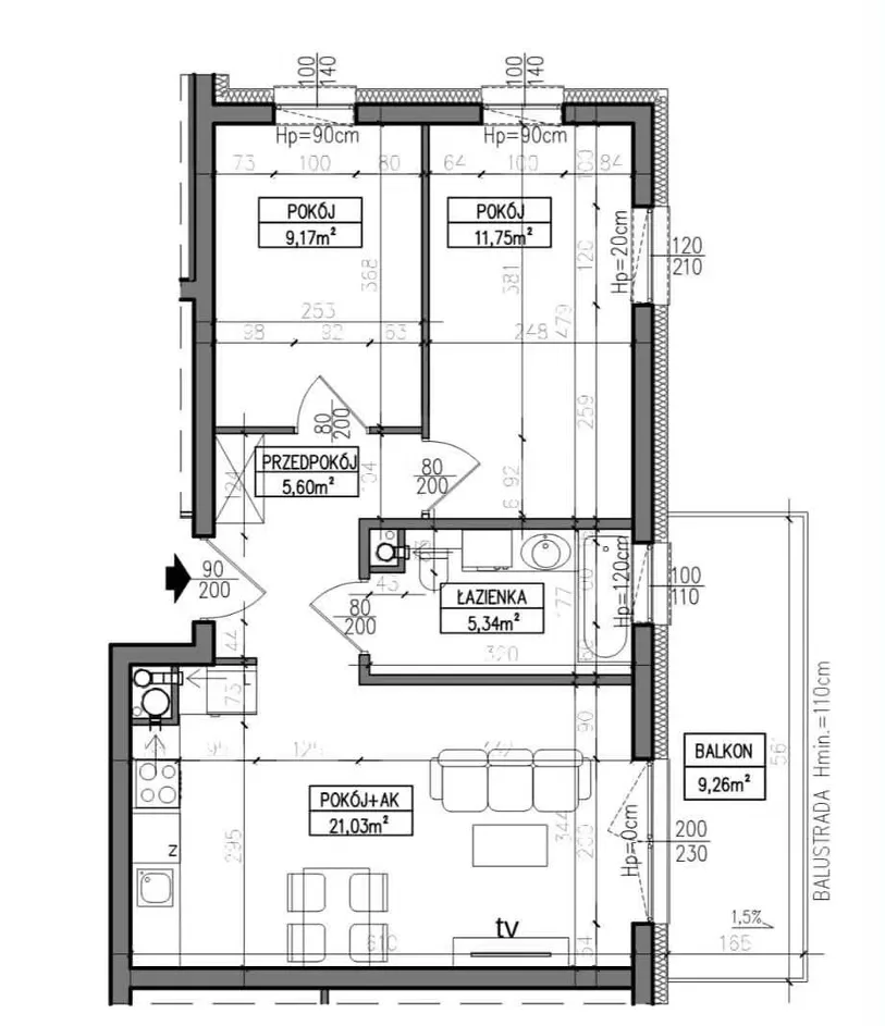 Apartamenty zawada mieszkanie na wynajem 53m2, dwie komórki, klimatyzacja, balkon, miejsce postojowe w hali garażowej - zdjęcie 2