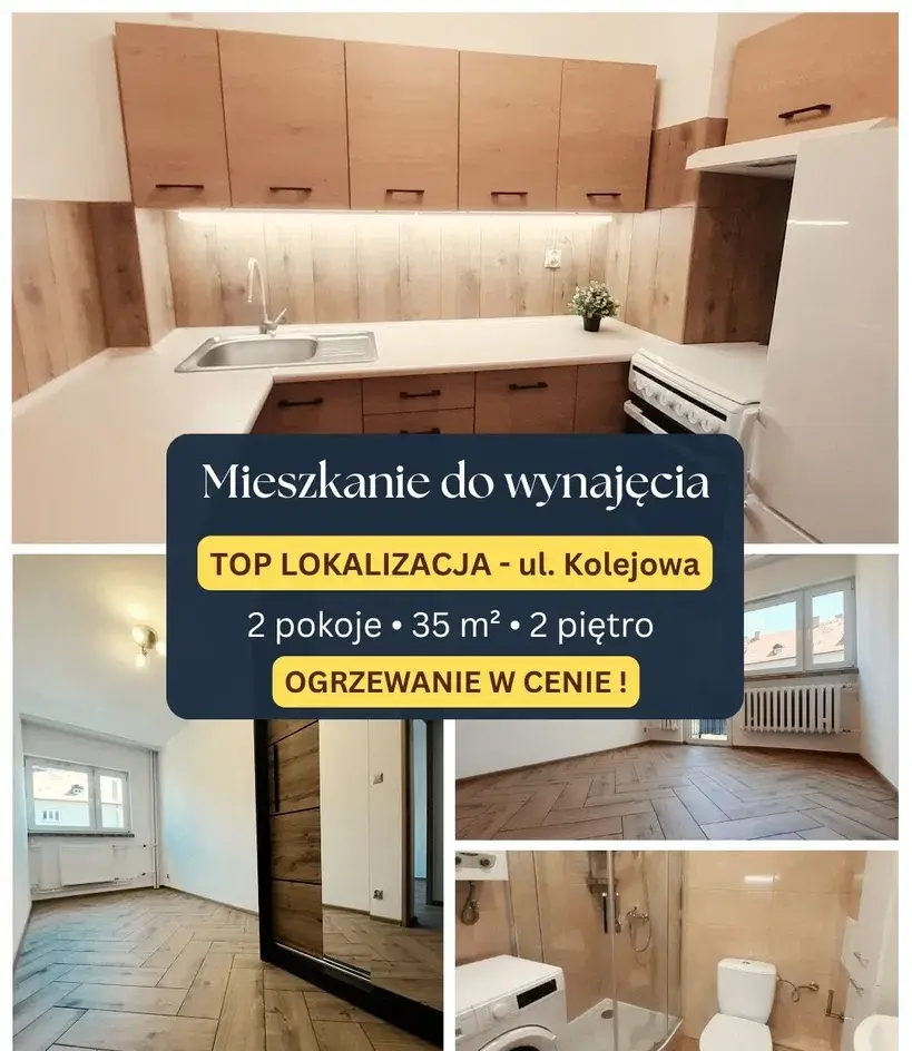 ul. Kolejowa, CENTRUM, 2 niezależne pokoje, 35 m2, OGRZEWANIE W CENIE