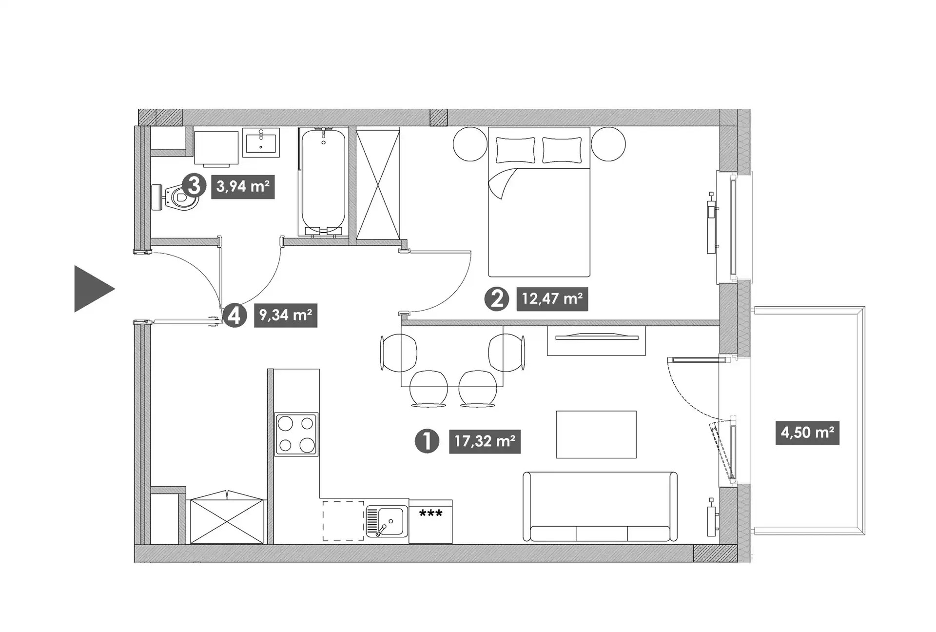 Mieszkanie 43,08 m2, 2 pokoje, Wrocław ul. Kopycińskiego - zdjęcie 7
