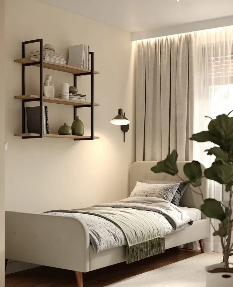 Pokój w stylu skandynawskim z balkonem - zdjęcie 6
