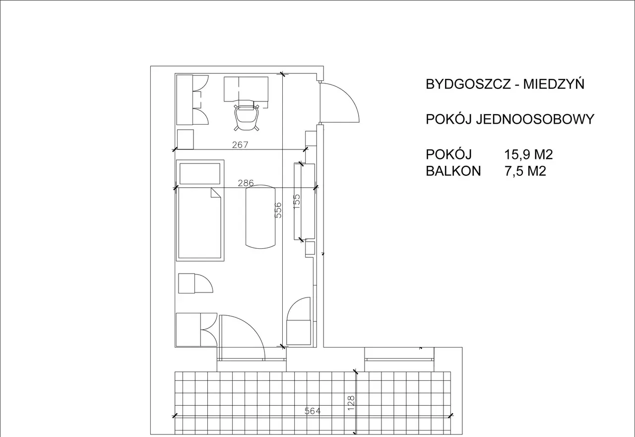 Duży pokój jednoosobowy, Miedzyń, szybkie WIFI, balkon! - zdjęcie 2