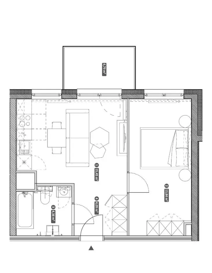 Mieszkanie 37,74 m2, 2 pokoje, Poznań ul. Braniborska - zdjęcie 9