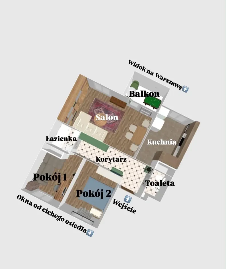 Bez prowizji | 3 pokoje | Metro Stadion| Parking | WIDOK NA MIASTO - zdjęcie 9