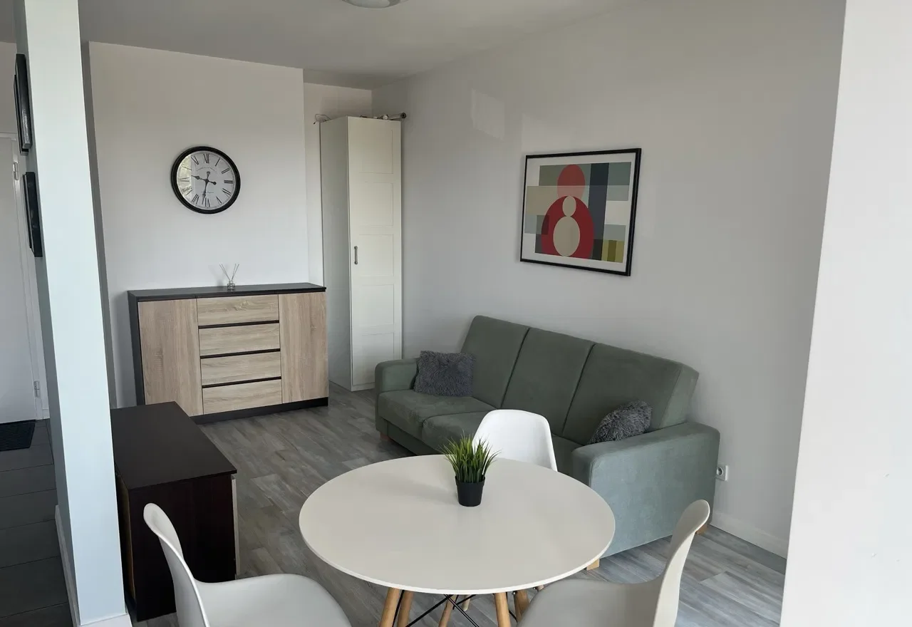 Umeblowane 2-pokojowe mieszkanie, 5. piętro, balkon, osiedle strzeżone